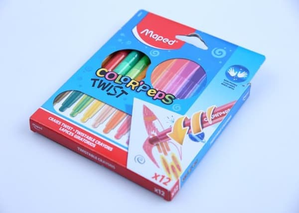 Vaxkrita - Color'Peps - Twist - 12 färger - Retraktabel spets - Plastöverdrag