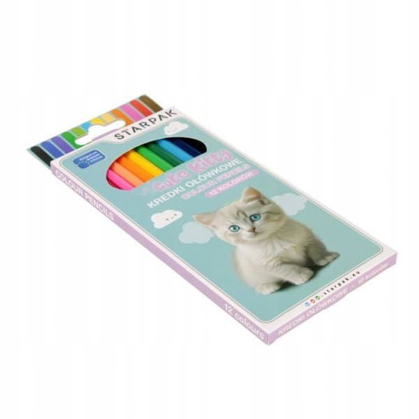 Färgpennor - fetkritor Starpak OLO CRAYONER 12 FÄRGER CUTIES KATT STK PUD 12/144