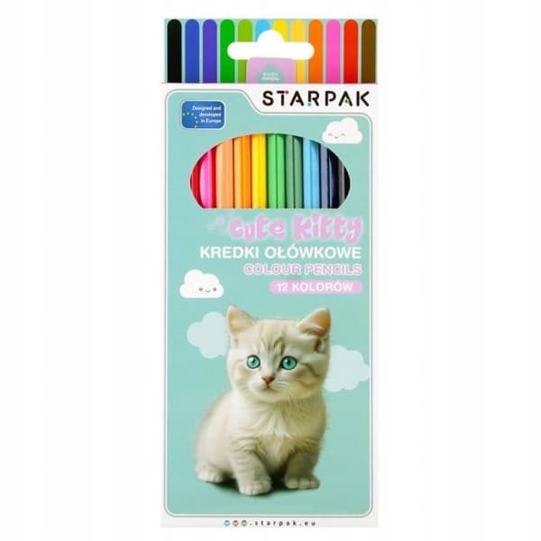Färgpennor - fetkritor Starpak OLO CRAYONER 12 FÄRGER CUTIES KATT STK PUD 12/144