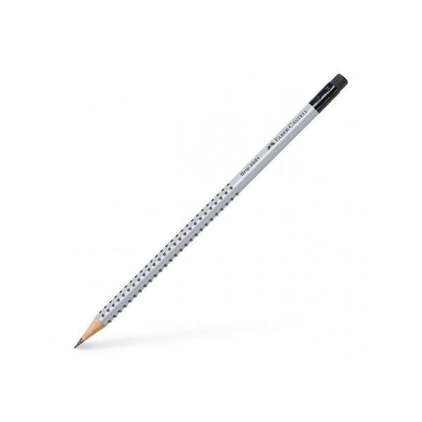 Färgpennor - Faber-Castell - GRIP 2001 - Set med 3 - HB - Inbyggt suddgummi