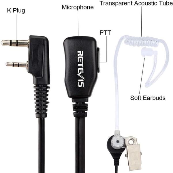 Retevis Walkie Talkie hörlurar 2-stifts genomskinlig akustisk tub hörlur kompatibel med Walkie Talkie RT24 RT27 RT22 RT28