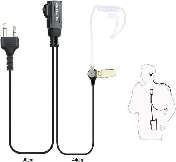 Retevis Talkie Walkie Hörlurar 2 Stift Akustisk Tub Öronhörlurar För Midland G6 G7 G12 M24 GXT250 GXT550 GXT650 LXT80(5 st)