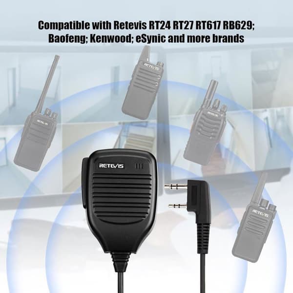 Retevis Walkie Talkie Mikrofon 2-stifts högtalarmikrofon kompatibel med Baofeng UV-5R BF-888S Retevis RT24 RT27(2 st)