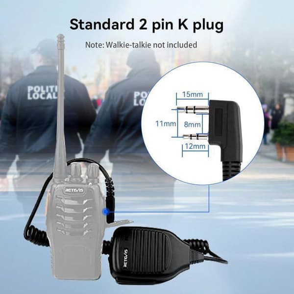 Retevis Walkie Talkie Mikrofon 2-stifts högtalarmikrofon kompatibel med Baofeng UV-5R BF-888S Retevis RT24 RT27(2 st)