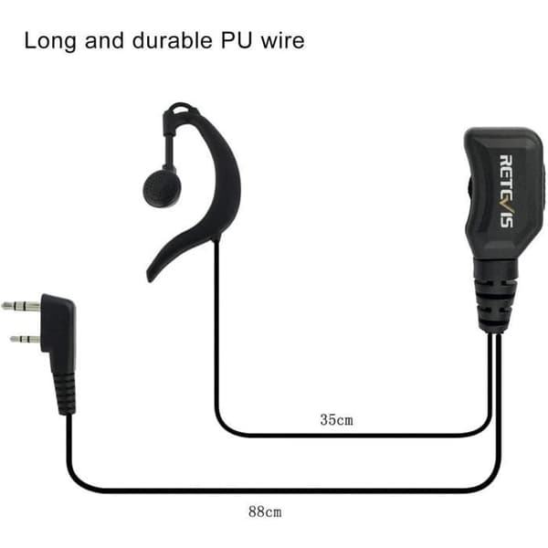 Retevis R111 Walkie Talkie hörsnäcka 2-stifts justerbar volym hörsnäcka typ G headset kompatibelt med walkie talkie RT24 RT22(5 st)