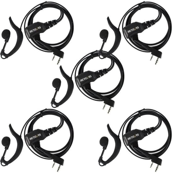 Retevis R111 Walkie Talkie hörsnäcka 2-stifts justerbar volym hörsnäcka typ G headset kompatibelt med walkie talkie RT24 RT22(5 st)