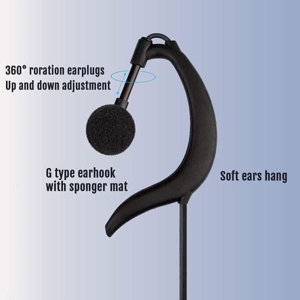 Retevis Walkie Talkie hörsnäcka med mikrofon Kenwood 2-stifts typ C headset kompatibelt med tvåvägsradio RT24 RT28 RT622 RT27