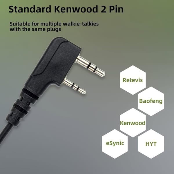 Retevis Walkie Talkie Earpiece 2 Pin Headset med Finger PTT Earpiece Kompatibel RT24 RT22 RT27 RT28 RT81 Kenwood HYT WOUXUN