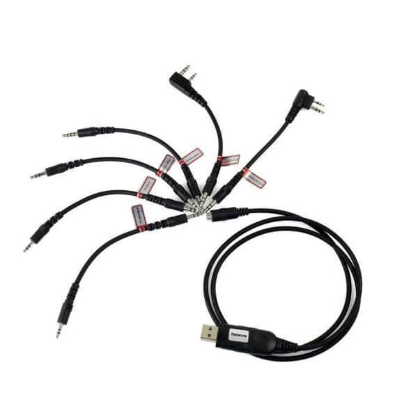 Retevis 6 i 1 programmeringskabel med 6 olika kontakter kompatibel med RT24 RT27 RT21 RT22 RT5R RT5RV Walkie Talkie