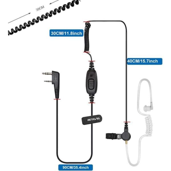 Retevis EEK009 Walkie Talkie Headset, Övervakningshörlur med spole Kompatibel med Retevis RT24 RT622 H777 BF-88E BaoFeng