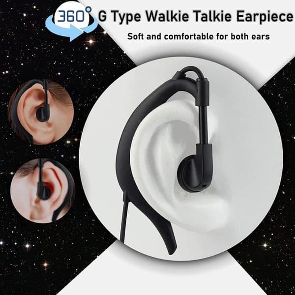 Retevis R111 Walkie Talkie hörsnäcka 2-stifts justerbar volym hörsnäcka typ G headset kompatibelt med walkie talkie RT24 RT22(2 st)