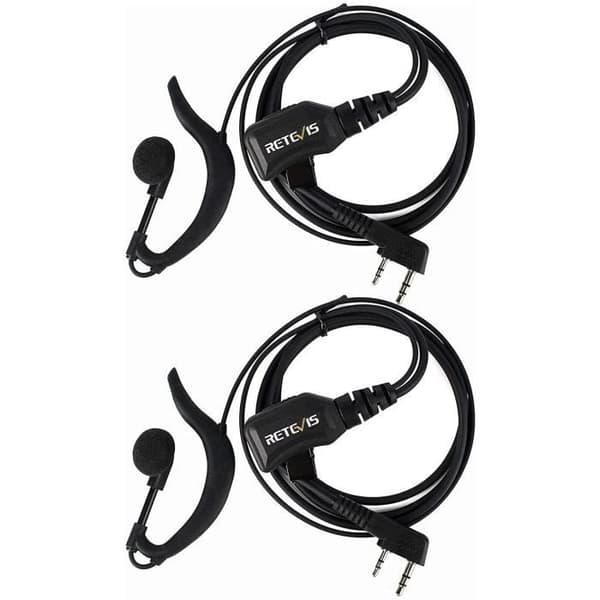 Retevis R111 Walkie Talkie hörsnäcka 2-stifts justerbar volym hörsnäcka typ G headset kompatibelt med walkie talkie RT24 RT22(2 st)
