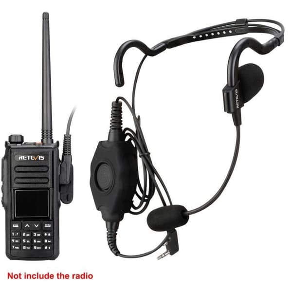 Retevis New EHK006 Walkie Talkie hörsnäcka Kenwood 2-stifts IP54 hörsnäcka bakom huvudet Taktisk headset bommikrofon (1 st)