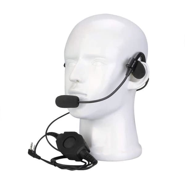 Retevis New EHK006 Walkie Talkie hörsnäcka Kenwood 2-stifts IP54 hörsnäcka bakom huvudet Taktisk headset bommikrofon (1 st)