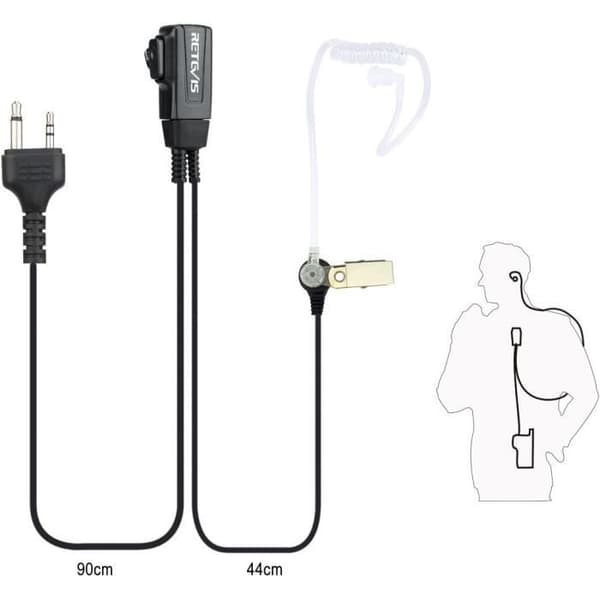 Retevis Talkie Walkie Hörsnäcka 2 Stift Akustisk Tub Hörlurar Kompatibel med Midland G6 G7 G12 M24 GXT250 GXT550 GXT650 LXT80 L