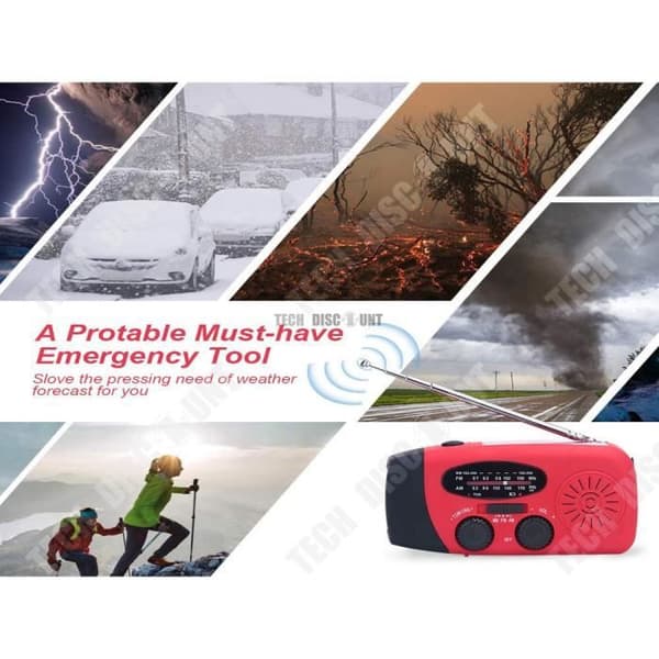 TD®-radio med USB-funktion / multifunktionsvev solenergi inbyggd generator / LED-ficklampa / inspelare