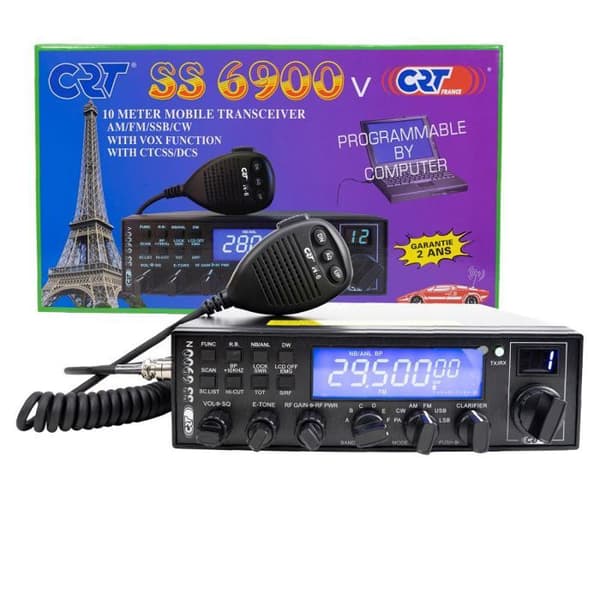 Crt Radio Amateur CB SS 6900 VOX CB, AM, FM, USB, SSB, CW, PA, 28-29,7Mhz, ASQ, Gain RF, Roger Beep, 12V, programmerbar