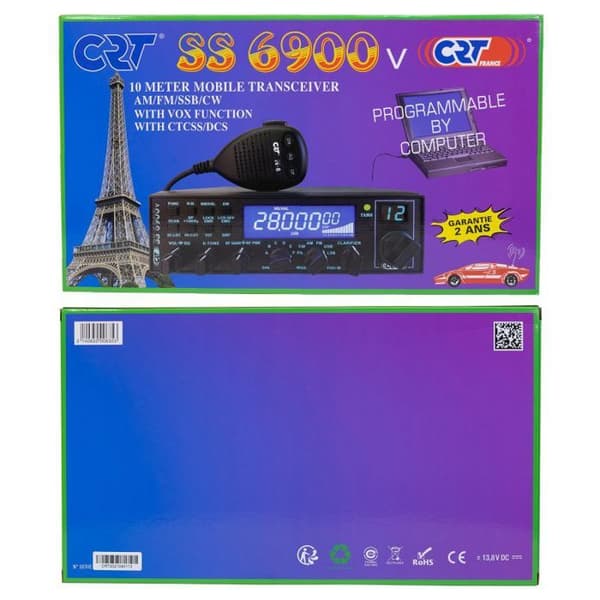 Crt Radio Amateur CB SS 6900 VOX CB, AM, FM, USB, SSB, CW, PA, 28-29,7Mhz, ASQ, Gain RF, Roger Beep, 12V, programmerbar