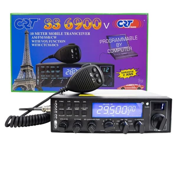 Crt Radio Amateur CB SS 6900 VOX CB, AM, FM, USB, SSB, CW, PA, 28-29,7Mhz, ASQ, Gain RF, Roger Beep, 12V, programmerbar