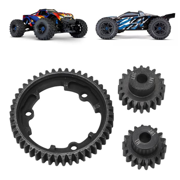 Spur Gear Sæt til Traxxas XO-1 og E REVO 2.0, Holdbar Metal Konstruktion, Kompatibel med Fjernstyrede Biler, Inkluderer 2 Pinioner