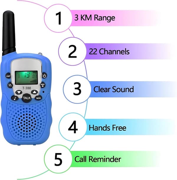 2-pak Walkie-Talkie til børn – 3 km rækkevidde, flere farver tilgængelige
