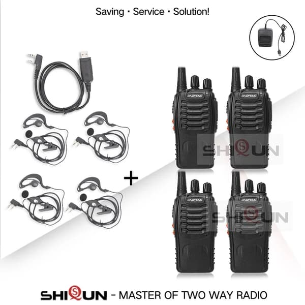 Kävelytyspuhelin, 5W teho, UHF taajuus, 4USB-1Kaapeli-4HD