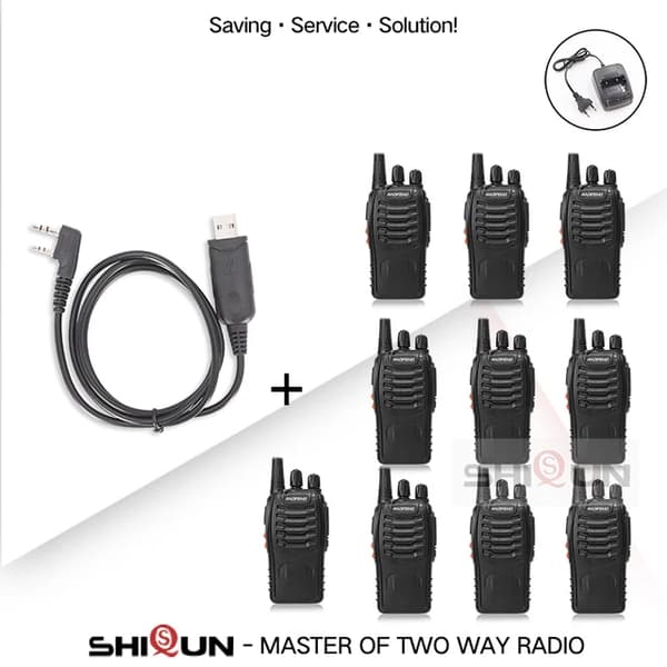 Walkie Talkie, 5W Strøm, UHF Frekvens, 10PCS-1Kabel