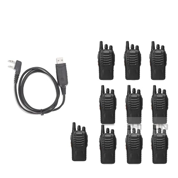 Walkie Talkie, 5W Strøm, UHF Frekvens, 10PCS-1Kabel