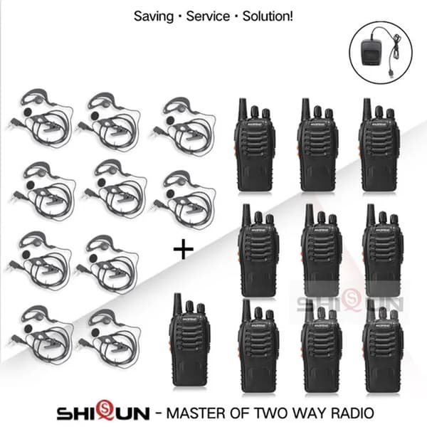 Walkie Talkie, 5W Strøm, UHF Frekvens, 10PCS-10HD-USB