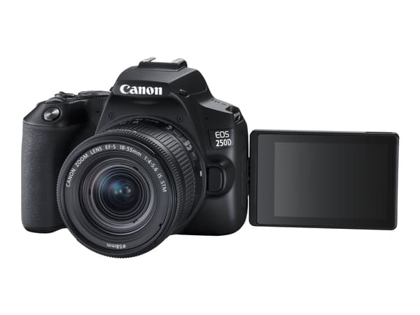 Canon EOS 250D + 18-55mm IS STM, 24,1 MP, 6000 x 4000 pikseliä, CMOS, 4K Ultra HD, Kosketusnäyttö, Musta musta