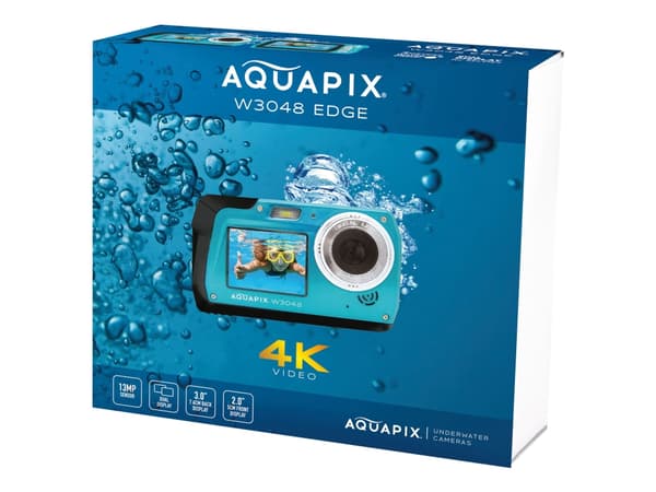 Easypix Aquapix W3048 Edge - Digitalkamera - kompakt - 13.0 MP / 48.0 MP (interpolert) - 4K / 10 fps - under vannet inntil 3 m - isblå