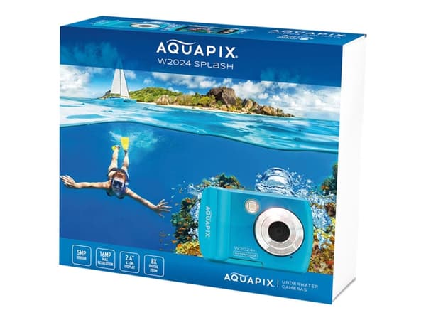 Easypix Aquapix W2024 Splash - Digitalkamera - kompakt - 5.0 MP / 16.0 MP (interpolert) - 720 p - under vannet inntil 3 m - isblå