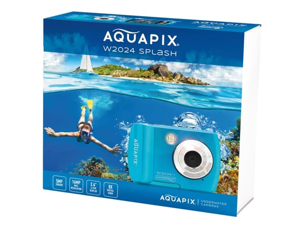 Easypix Aquapix W2024 Splash - Digitalkamera - kompakt - 5.0 MP / 16.0 MP (interpolerat) - 720 p - undervatten upp till 3 m - isblå Blå