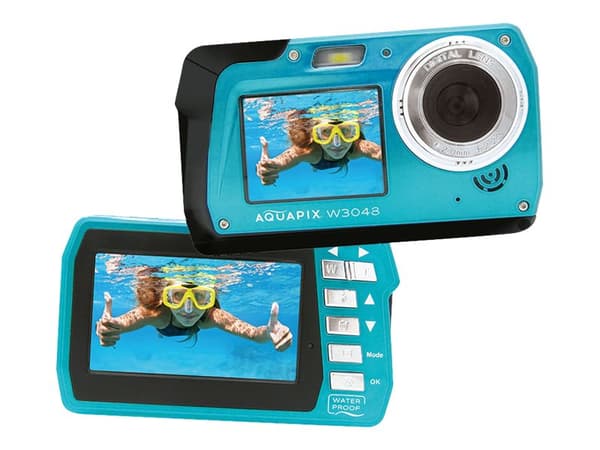 Easypix Aquapix W3048 Edge - Digitalkamera - kompakt - 13.0 MP / 48.0 MP (interpolert) - 4K / 10 fps - under vannet inntil 3 m - isblå