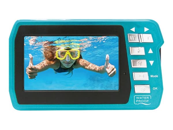 Easypix Aquapix W3048 Edge - Digitalkamera - kompakt - 13.0 MP / 48.0 MP (interpolert) - 4K / 10 fps - under vannet inntil 3 m - isblå
