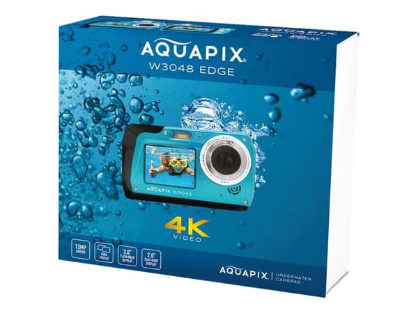 Easypix Aquapix W3048 Edge - Digitalkamera - kompakt - 13.0 MP / 48.0 MP (interpolert) - 4K / 10 fps - under vannet inntil 3 m - isblå