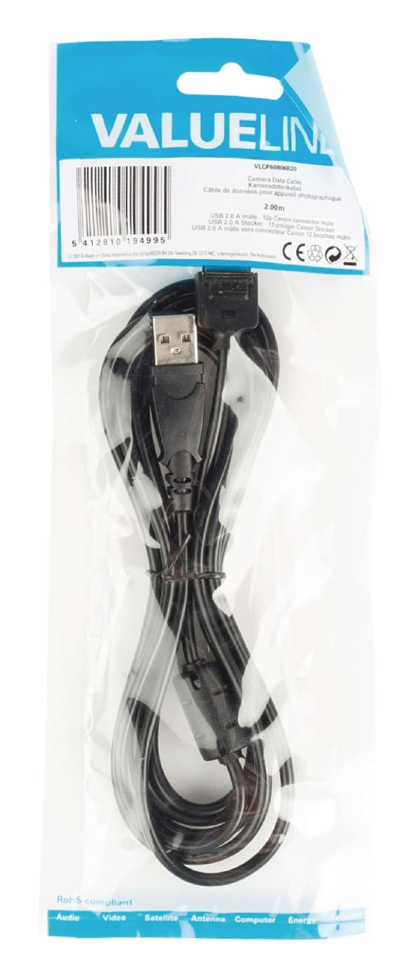 Valueline USB 2.0-Kabel USB A Han - Canon 12-Pinners Han 2.00 m Sort