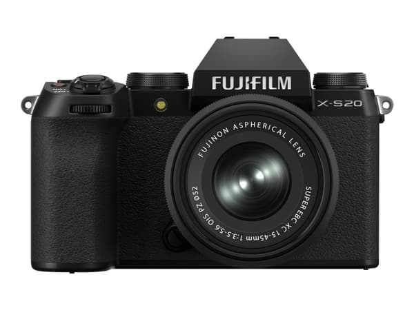 Fujifilm X Series X-S20 - Digitalkamera - spegellöst - 26.1 MP - APS-C - 6.2K / 29.97 fps - 3x optisk zoom - Fujinon XC 15-45 mm OIS PZ-lins - Wi-Fi, Svart