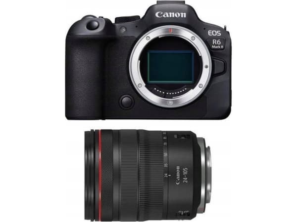 Canon EOS R6 Mark II + RF 24-105mm F4 L IS USM, 24,2 MP, CMOS, Kosketusnäyttö, 588 g, Musta