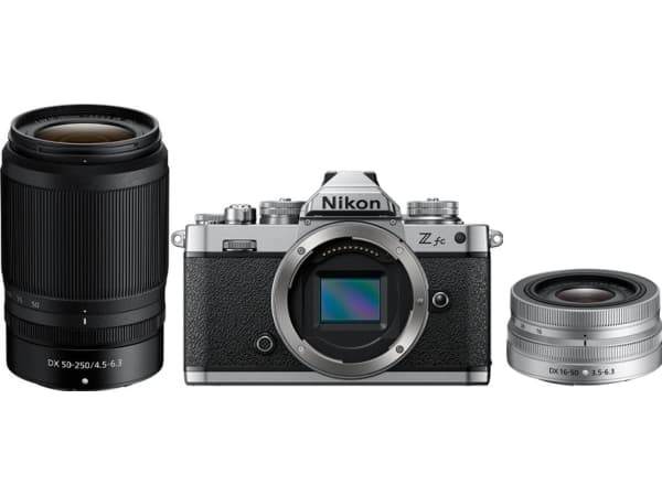Nikon Z fc + 16-50 VR + 50-250 VR-kit, 20,9 MP, 5568 x 3712 piksler, CMOS, 4K Ultra HD, Berøringsskjerm, Sort, Sølv Sort, Sølv