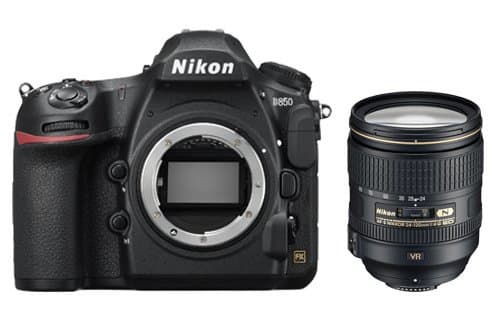 Nikon D850 + AF-S 24-120 mm 1:4G ED VR, 45,7 MP, 8256 x 5504 piksler, CMOS, 5x, 4K Ultra HD, Sort