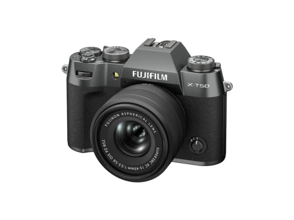Fujifilm X -T50 + XC 15-45 mm, 40,2 MP, 7728 x 5152 piksler, X-Trans CMOS 5 HR, 6,2K, berøringsskjerm, karbon