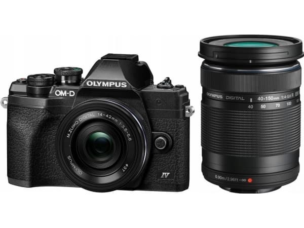 Aparat Olympus OM-D E-M10 Mark IV Czarny + 14-42mm EZ Pancake + 40-150mm f/4-5.6 R (V207134BE000) Svart