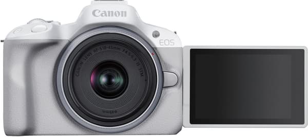 Canon EOS R50 systemkamera, hvid + 18-45 mm objektiv
