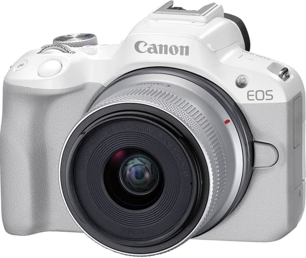Canon EOS R50 systemkamera, hvid + 18-45 mm objektiv