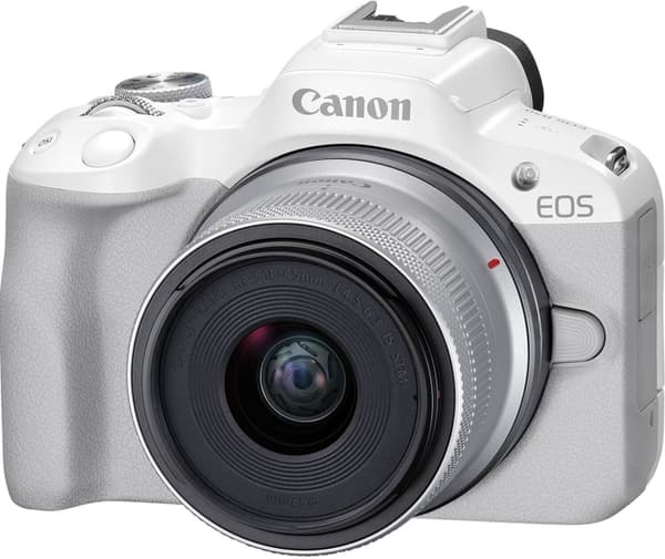Canon EOS R50 systemkamera, hvid + 18-45 mm objektiv Hvid