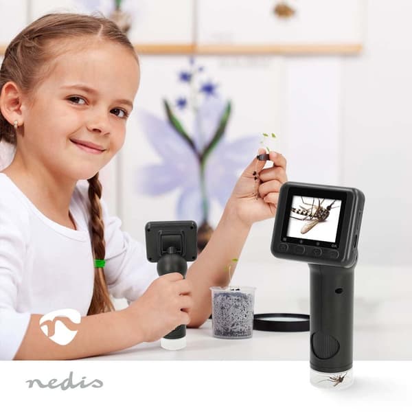Nedis Microscope Camera | Maximum battery play time: 5 hrs | Built-in microphone | 1080P | up to 48MP | 2"Inch Screen | Black