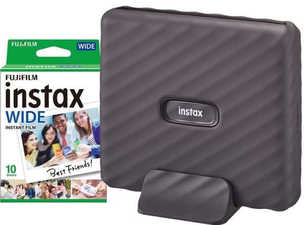 Fuji Instax Link Wide-skrivare (grå) + 10-bildspaket