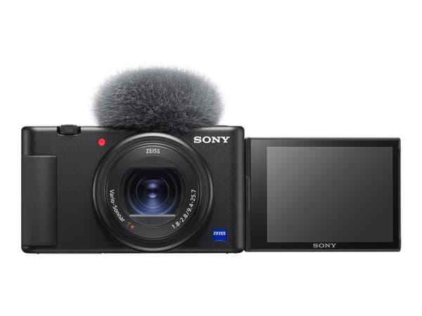 Sony VLOGCAM ZV-1A - Digitalkamera - kompakt - 20.1 MP - 4 K / 30 fps - 2.7x optisk zoom - ZEISS - Wi-Fi, Bluetooth - svart Svart