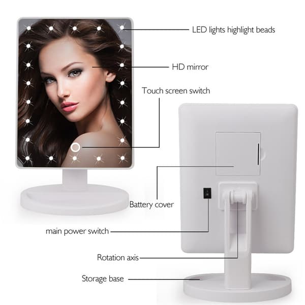 Sminkspegel med LED-lampor - Vit